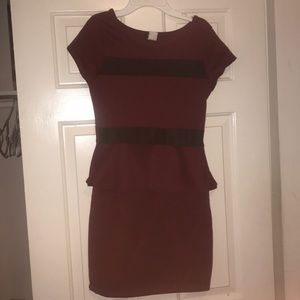 SALE! 1 WEEK ONLY. Burgundy w/ black stripe dress
